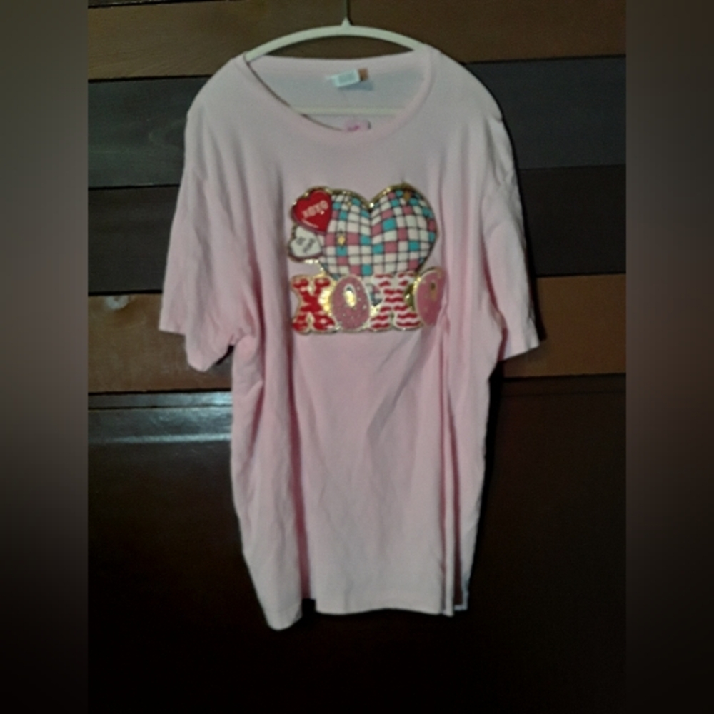 NWOT Canvas by Bella & Canvas 3X Pink Disco Valentine's Nightshirt